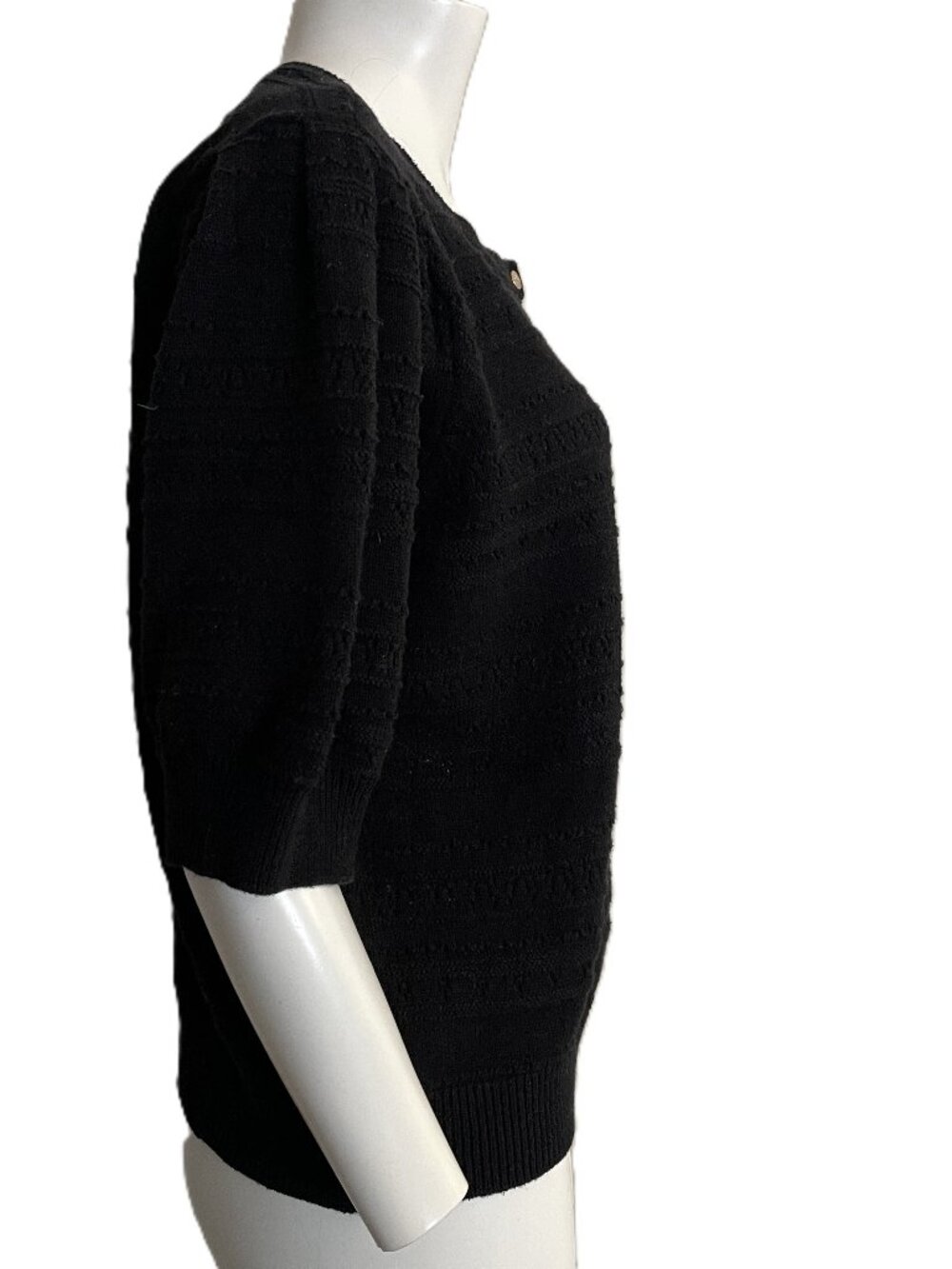 Draper James Sweater Short Sleeve Women's XXL Black Puff Sleeve Knit Top Buttons - Picture 4 of 13